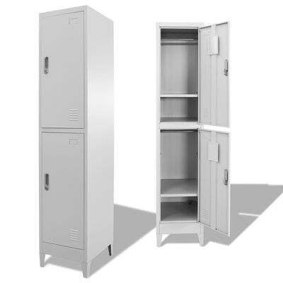 vidaXL Locker Cabinet with 2 Compartments 15"x17.7"x70.9"
