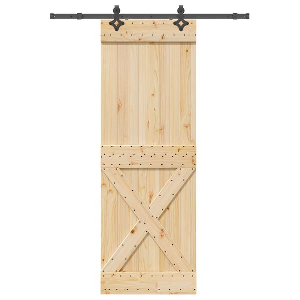 vidaXL Sliding Door with Hardware Set 31.5x82.7" Solid Wood Pine