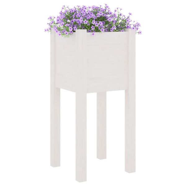 vidaXL Planter White Solid pinewood 12x12x27.6 in Durable Planter