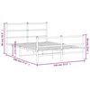 vidaXL Bed Frame White Powder-Coated Steel Full Bed Frame Rectangular