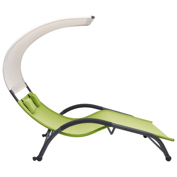 vidaXL Sun Lounger Green Textilene and Steel Double Sun Lounger