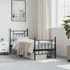 vidaXL Bed Frame Black Powder-Coated Steel Twin Bed Frame Rectangular