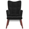 vidaXL Rocking Chair With Stool Black Velvet, solid rubber wood, steel