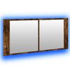 vidaXL Led Mirror Cabinet Smoked Oak Engineered Wood, Glass Large