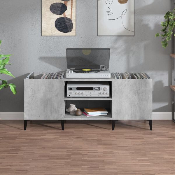vidaXL Record Cabinet Concrete Grey Engineered wood Medium