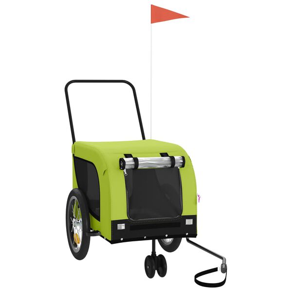 vidaXL Pet Bike Trailer Green and Black Oxford fabric, iron, PVC Small