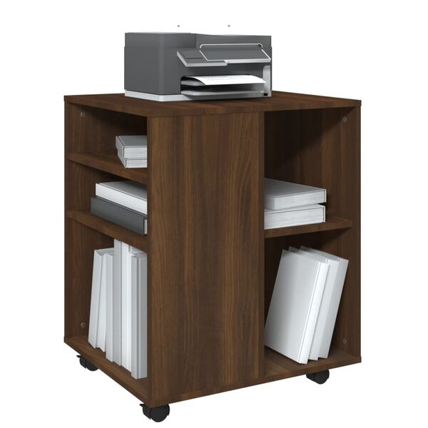 vidaXL Rolling Cabinet Brown Oak Engineered Wood Medium Rollable