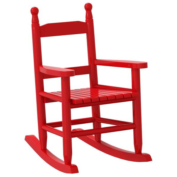 vidaXL Rocking Chair Red Poplar Wood Small Rocking Chair Rectangular