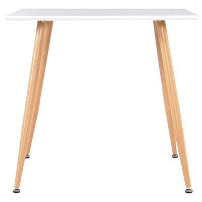 vidaXL Dining Table White and Oak 31.7"x31.7"x28.7" MDF