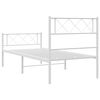 vidaXL Metal Bed Frame White Powder-coated steel Twin Metal Bed Frame