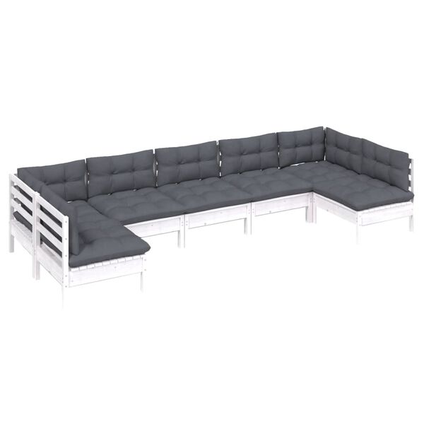 vidaXL Garden Lounge Set White, Anthracite Solid pinewood, polyester