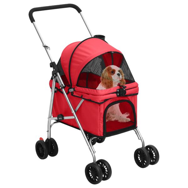 vidaXL Dog Stroller Red 300D oxford fabric, Steel
