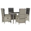 vidaXL Garden Dining Set Grey Poly Rattan 5-Piece Set
