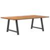 vidaXL Dining Table Light brown Solid oak wood Large Adjustable Feet