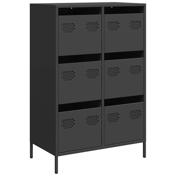 vidaXL Highboard Black Cold-rolled steel 26.8 x 15.4 x 40.0 in Highboard
