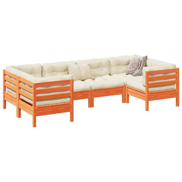 vidaXL Garden Sofa Set Wax brown Solid pine wood, Oxford fabric, PP cotton