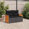 vidaXL Garden Sofa Black Poly Rattan, Powder-Coated Steel, Solid Acacia Wood