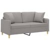 vidaXL 2-Seater Sofa with Pillows&Cushions Light Gray 55.1" Fabric