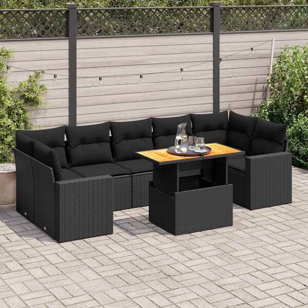 vidaXL Garden Sofa Set Black Poly Rattan Large Modular Garden Sofa Set