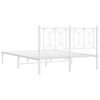 vidaXL Bed Frame White Steel Double Bed Frame Rectangular Modern