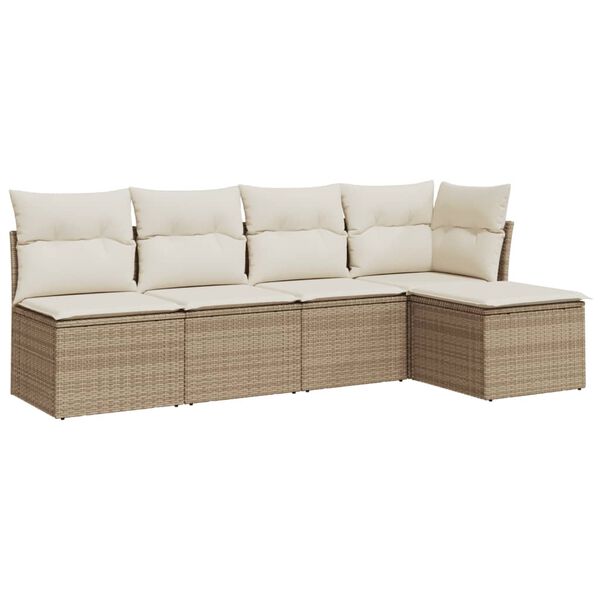 vidaXL Garden Sofa Set Beige PE rattan, powder-coated steel Medium