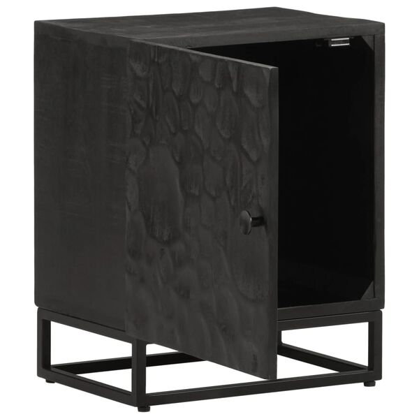 vidaXL Nightstand Black Solid Mango Wood Medium Nightstand Rectangular