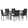 vidaXL 7 Piece Patio Dining Set Black Textilene and Steel