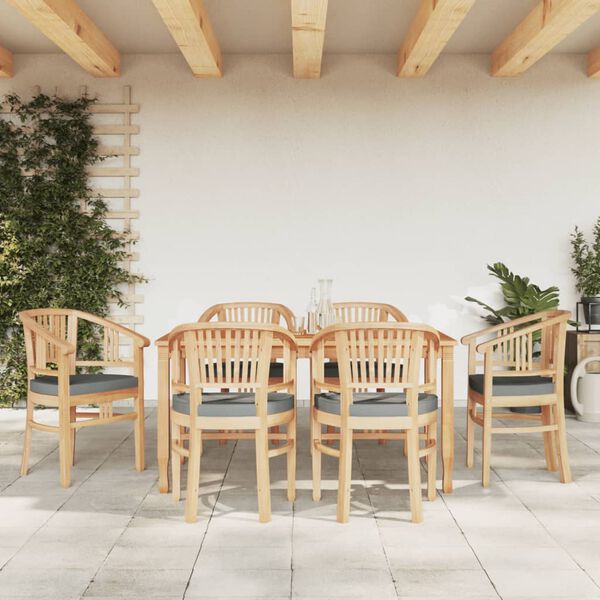 vidaXL Patio Dining Set Set of 6 Teak brown and dark grey