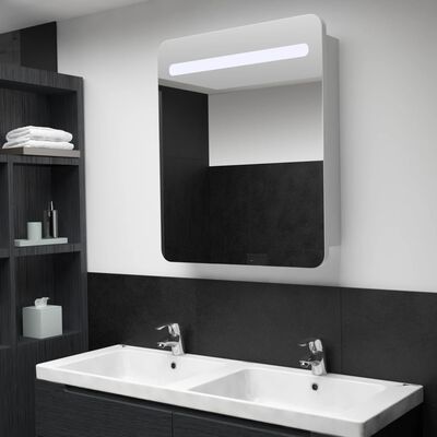 vidaXL LED Bathroom Mirror Cabinet 26.8"x3.5"x31.5"