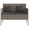 vidaXL Garden Bench Grey PE Rattan 44.5 in x 24.0 in x 34.3 in Storage
