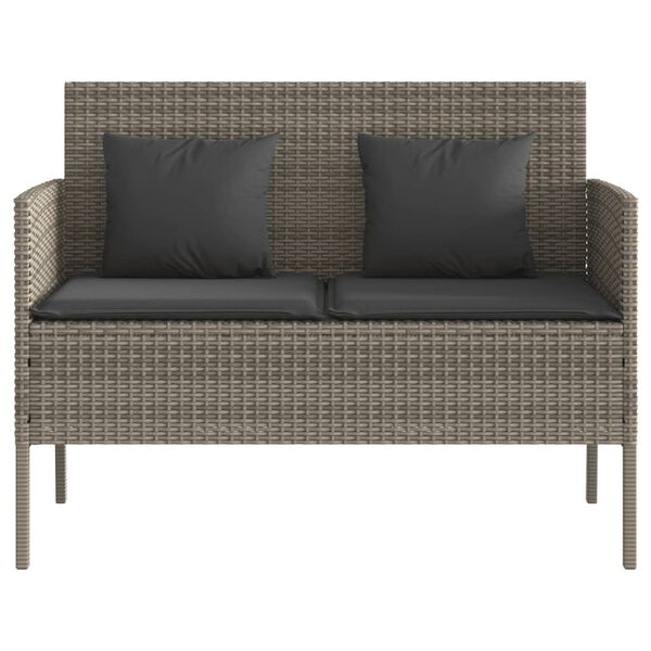 vidaXL Garden Bench Grey PE Rattan 44.5 in x 24.0 in x 34.3 in Storage