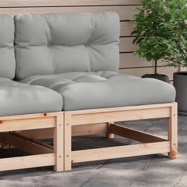 vidaXL Patio Sofa Solid pine wood, Grey cushions