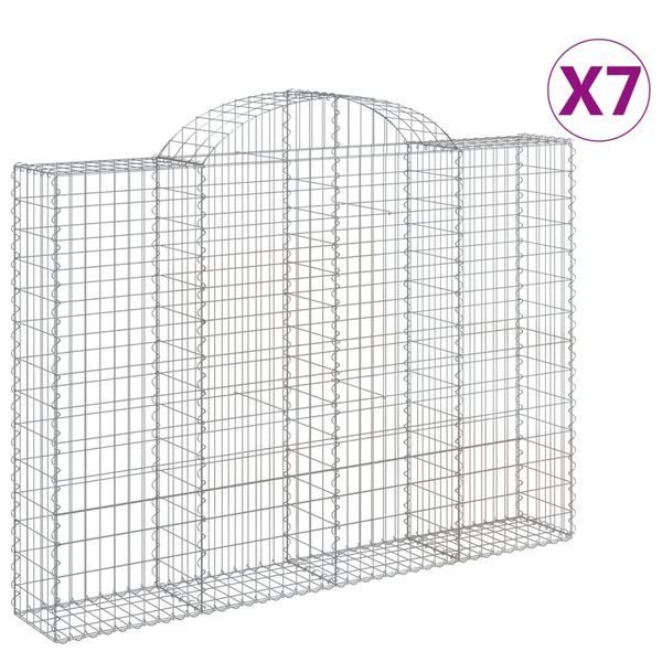 vidaXL Gabion Basket Set of 7 Silver Galvanized Iron