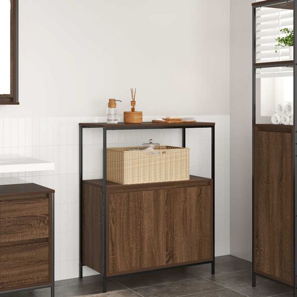 vidaXL Bathroom Cabinet Brown Oak Engineered wood Medium Adjustable Feet
