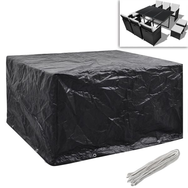 vidaXL Garden Furniture Cover Set of 2 Black Polyethylene