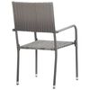 vidaXL Garden Dining Chair Set of 2 Grey PE rattan, steel
