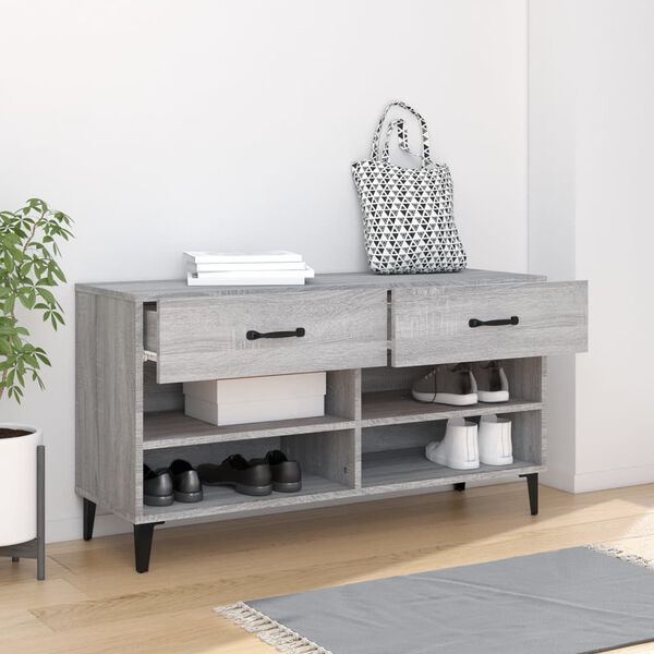 vidaXL Shoe Cabinet Grey Sonoma 40.2x13.8x21.7" Engineered Wood