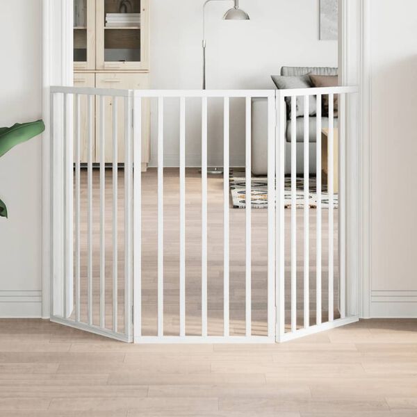 vidaXL Dog Gate Set of 3 White Solid Poplar wood