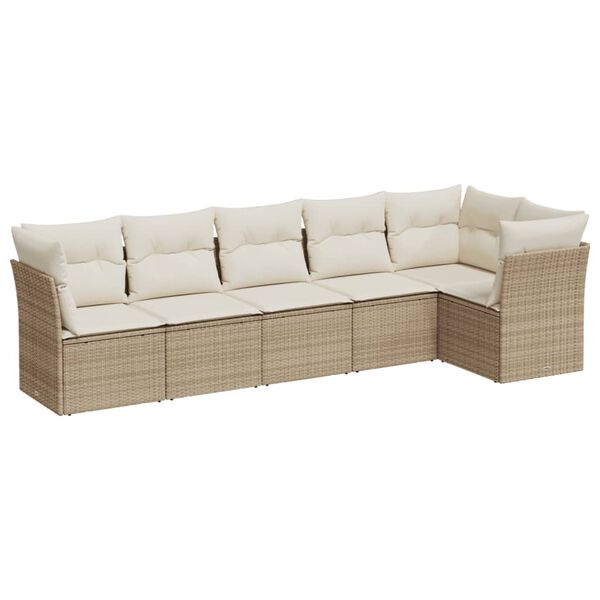 vidaXL Garden Sofa Set Beige Poly Rattan Large UV-resistant materials