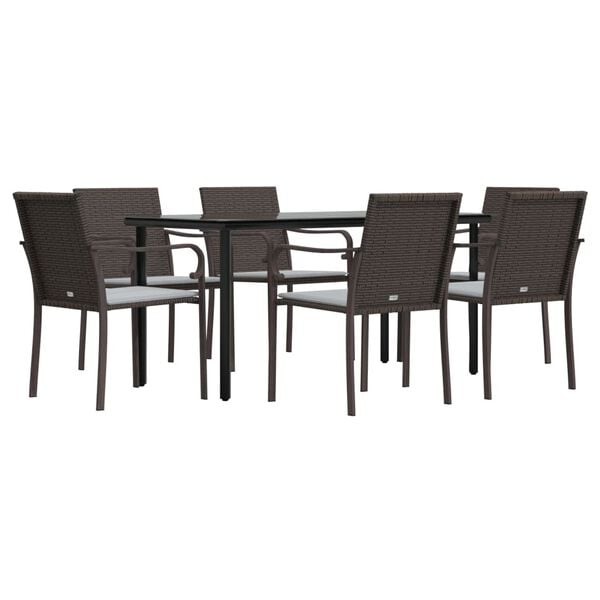 vidaXL Garden Dining Set Brown (chair), Black (table), Cream white (cushion)