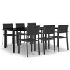 vidaXL Garden Dining Set Black Powder-coated steel, tempered glass, plastic