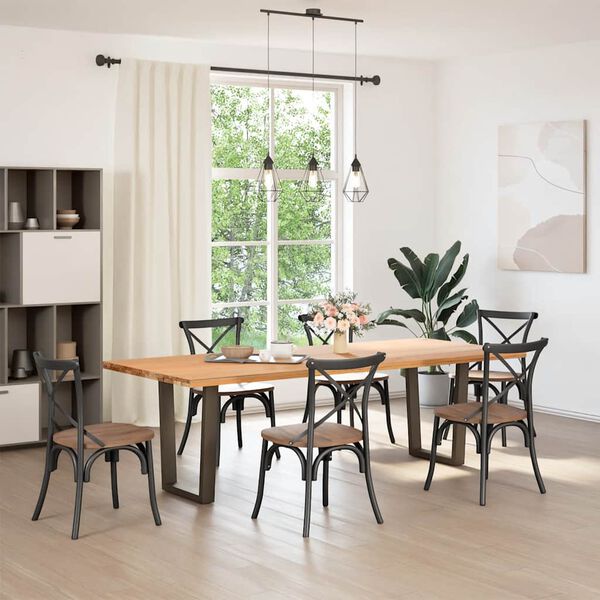 vidaXL Dining Table Leg Natural Steel Steel Dining Table Leg Modern