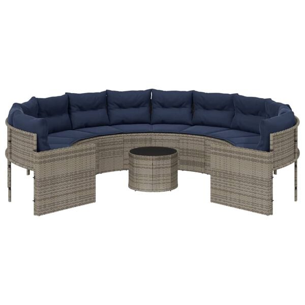 vidaXL Patio Sofa Gray PE rattan Large UV-resistant materials