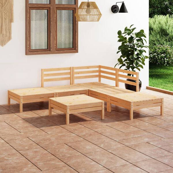 vidaXL Garden Lounge Set Natural Pine Solid Pine wood Standard Modular