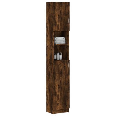 vidaXL Bathroom Cabinet Smoked Oak 12.6"x10"x74.8" Engineered Wood