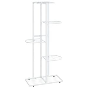 vidaXL Plant Stand White Metal Shelving Plant Stand Rectangular
