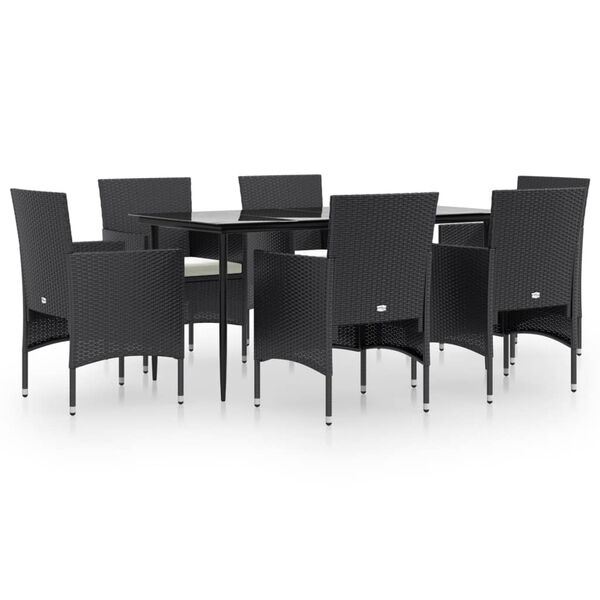 vidaXL Garden Dining Set Black, Cream White
