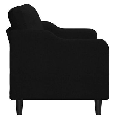 Right side view of a dark gray armchair with rounded armrests and tapered legs