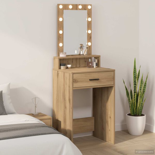 vidaXL Dressing Table Brown 19.69 x 16.14 x 55.12 in Engineered Wood