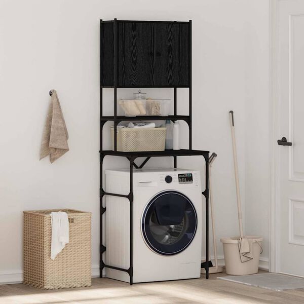 vidaXL Washing Machine Cabinet Black oak 68 x 48.5 x 194 cm